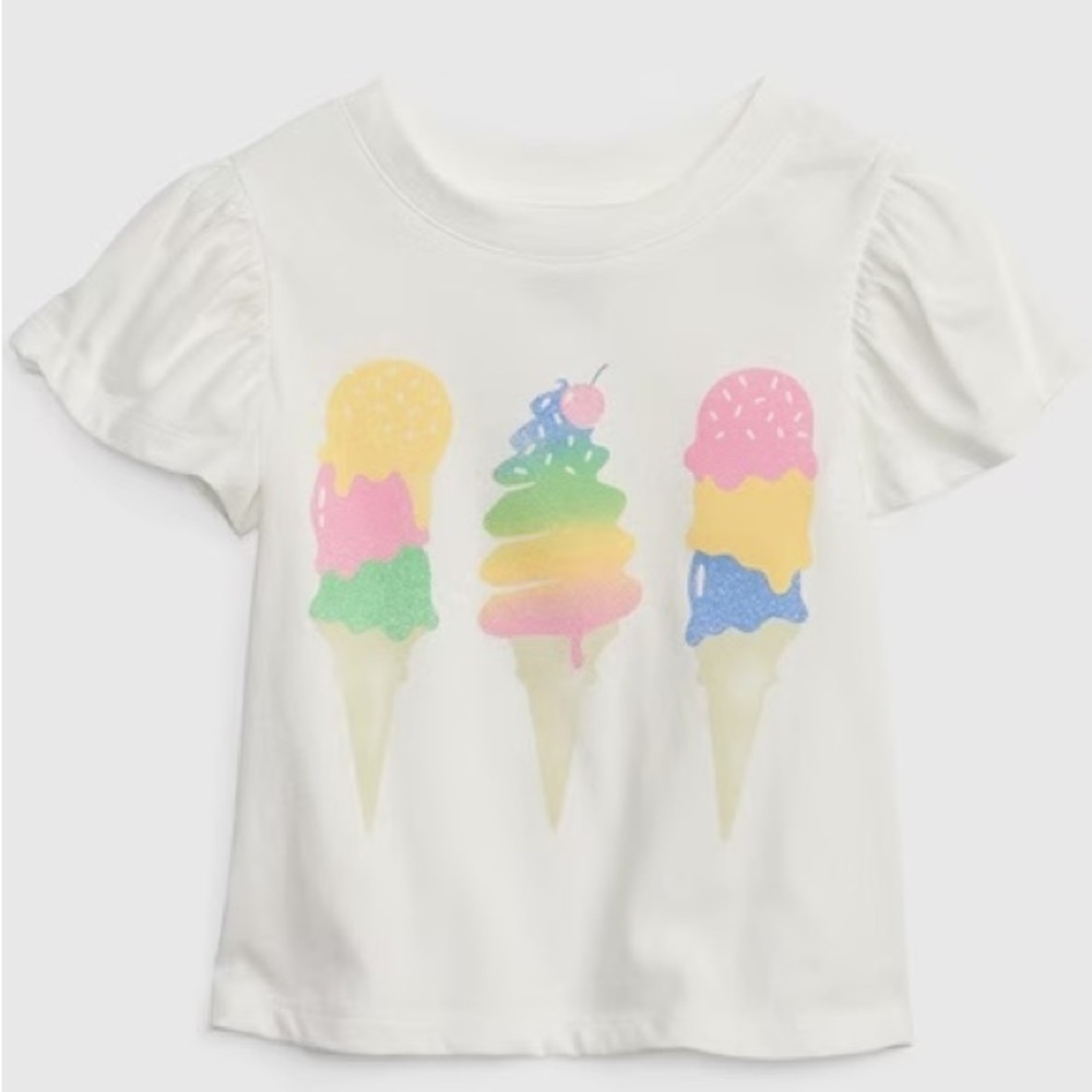 NWT Gap Kids Ice Cream Cone Puffed Ruffle Sleeve Tee Shirt